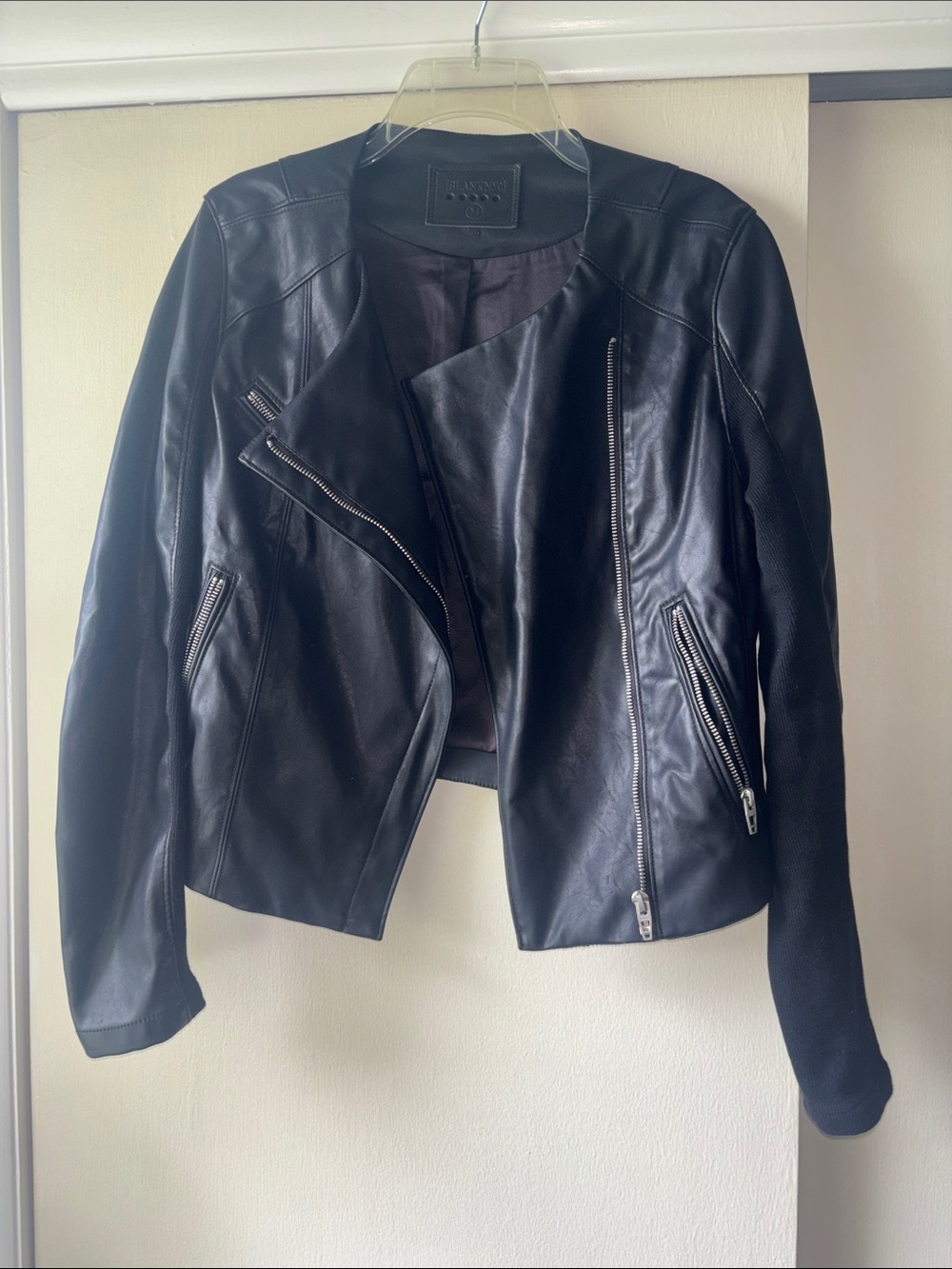 Blank NYC Black Pleather Asymmetrical Zip Jacket